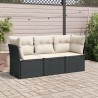 vidaXL Set Divani da Giardino 3 pz con Cuscini in Polyrattan Nero