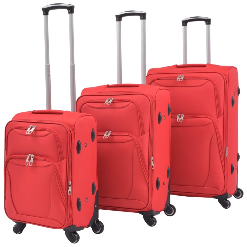 vidaXL Set di Valigie Trolley 3 pz Morbide Rosse