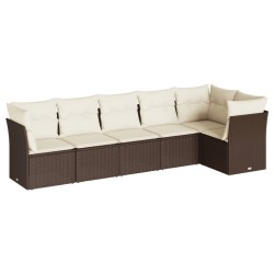 vidaXL Set Divani da Giardino 6 pz con Cuscini Marrone in Polyrattan