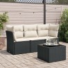 vidaXL Set Divani da Giardino 4 pz con Cuscini Nero in Polyrattan