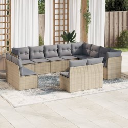 vidaXL Set Divani da Giardino 12 pz con Cuscini Beige in Polyrattan