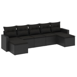 vidaXL Set Divani da Giardino con Cuscini 7pz Nero Polyrattan