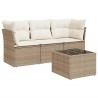 vidaXL Set Divano da Giardino 4 pz con Cuscini Beige in Polyrattan