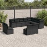 vidaXL Set Divani da Giardino 12 pz con Cuscini Nero in Polyrattan