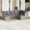 vidaXL Set Divano da Giardino 9 pz con Cuscini Beige in Polyrattan