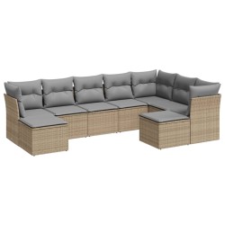 vidaXL Set Divano da Giardino 9 pz con Cuscini Beige in Polyrattan