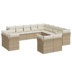 vidaXL Set Divano da Giardino 13 pz con Cuscini Beige in Polyrattan