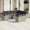 vidaXL Set Divani da Giardino 14pz con Cuscini in Polyrattan Grigio