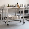 vidaXL Tavolo da Lavoro Cucina con Ruote 110x55x85 cm in Acciaio Inox