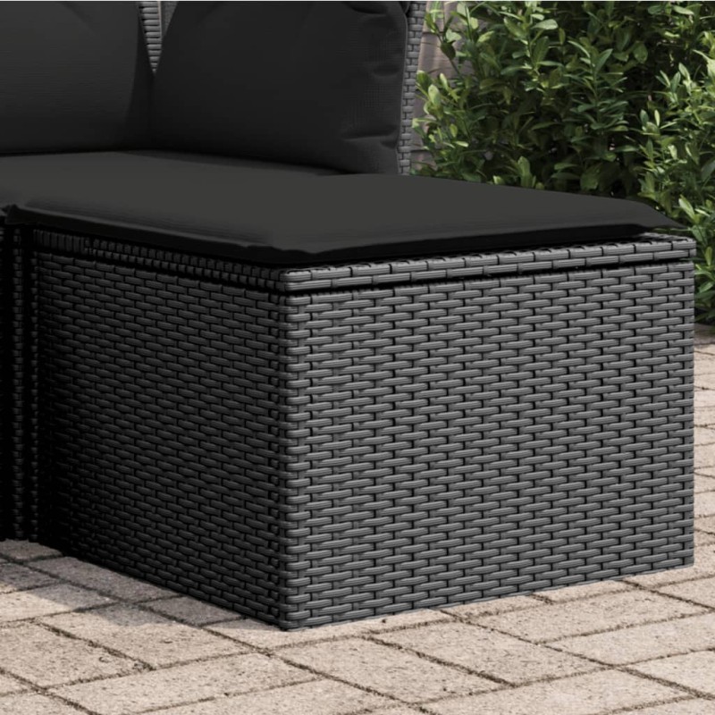 vidaXL Sgabello Giardino con Cuscino Nero 55x55x37 cm in Polyrattan