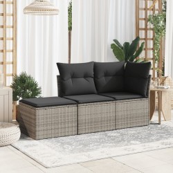 vidaXL Sgabello Giardino con Cuscino Grigio 55x55x37 cm in Polyrattan