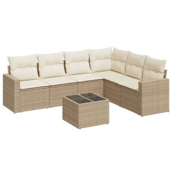 vidaXL Set Divani da Giardino 7 pz con Cuscini Beige in Polyrattan