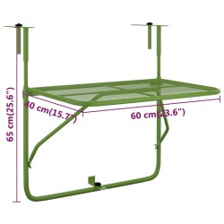 vidaXL Tavolo da Balcone Verde 60x40 cm in Acciaio