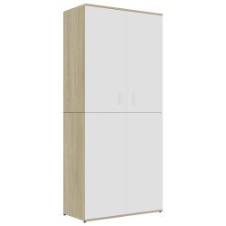 vidaXL Scarpiera Bianca e Rovere Sonoma 80x39x178 cm Legno Multistrato