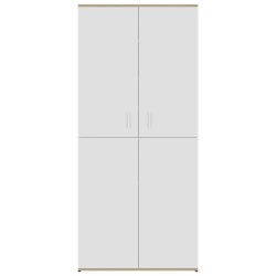 vidaXL Scarpiera Bianca e Rovere Sonoma 80x39x178 cm Legno Multistrato