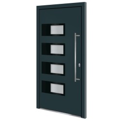   Porta Ingresso Antracite 110x210 cm in Alluminio e PVC