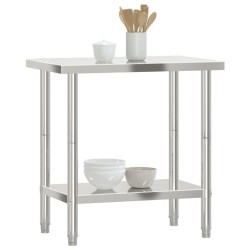 vidaXL Tavolo da Lavoro da Cucina 82,5x55x85cm in Acciaio Inossidabile