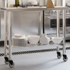 vidaXL Tavolo da Lavoro Cucina con Ruote 110x30x85 cm in Acciaio Inox