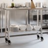 vidaXL Tavolo da Lavoro Cucina con Ruote 110x30x85 cm in Acciaio Inox