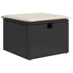 vidaXL Sgabello Giardino con Cuscino Nero 55x55x37 cm in Polyrattan