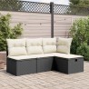 vidaXL Sgabello Giardino con Cuscino Nero 55x55x37 cm in Polyrattan