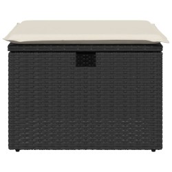 vidaXL Sgabello Giardino con Cuscino Nero 55x55x37 cm in Polyrattan