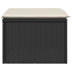 vidaXL Sgabello Giardino con Cuscino Nero 55x55x37 cm in Polyrattan