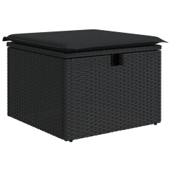 vidaXL Sgabello Giardino con Cuscino Nero 55x55x37 cm in Polyrattan