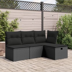 vidaXL Sgabello Giardino con Cuscino Nero 55x55x37 cm in Polyrattan