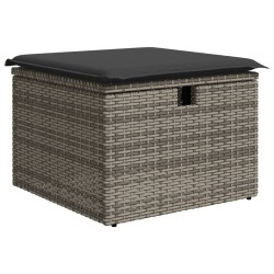 vidaXL Sgabello Giardino con Cuscino Grigio 55x55x37 cm in Polyrattan