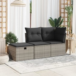 vidaXL Sgabello Giardino con Cuscino Grigio 55x55x37 cm in Polyrattan