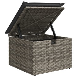 vidaXL Sgabello Giardino con Cuscino Grigio 55x55x37 cm in Polyrattan