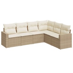 vidaXL Set Divano da Giardino 6 pz con Cuscini Beige in Polyrattan