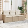 vidaXL Set Divano da Giardino 3 pz con Cuscini Beige in Polyrattan