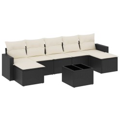 vidaXL Set Divani da Giardino con Cuscini 8 pz Nero in Polyrattan