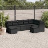 vidaXL Set Divani da Giardino 9 pz con Cuscini Nero in Polyrattan