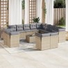 vidaXL Set Divani da Giardino 14pz con Cuscini in Polyrattan Beige