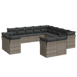 vidaXL Set Divani da Giardino 13 pz con Cuscini Grigio in Polyrattan