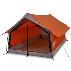 vidaXL Tenda per 2 Persone Grigia Arancione 193x122x96cm Taffetà 185T