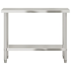 vidaXL Tavolo da Lavoro da Cucina 110x55x85 cm in Acciaio Inossidabile