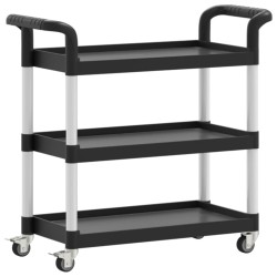 vidaXL Carrello a 3 Ripiani Nero 77x34x72 cm in Alluminio