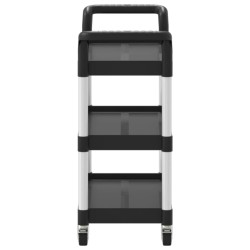 vidaXL Carrello a 3 Ripiani Nero 77x34x72 cm in Alluminio