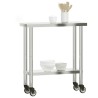 vidaXL Tavolo da Lavoro Cucina con Ruote 82,5x30x85 cm in Acciaio Inox