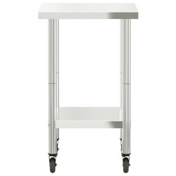 vidaXL Tavolo da Lavoro Cucina con Ruote 55x55x85 cm in Acciaio Inox