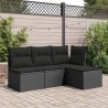 vidaXL Sgabello Giardino con Cuscino Nero 55x55x37 cm in Polyrattan