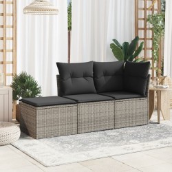 vidaXL Sgabello Giardino con Cuscino Grigio 55x55x37 cm in Polyrattan