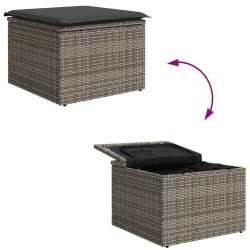 vidaXL Sgabello Giardino con Cuscino Grigio 55x55x37 cm in Polyrattan