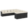 vidaXL Set Divani da Giardino 11 pz con Cuscini in Polyrattan Nero