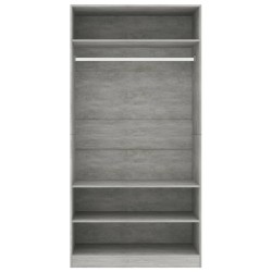 vidaXL Armadio Grigio Cemento 100x50x200 cm in Legno Multistrato