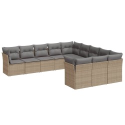 vidaXL Set Divani da Giardino 11 pz con Cuscini Beige in Polyrattan